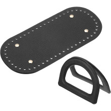 Crochet Bag Making Kit, 1Pcs 8.66" x 3.94" PU Leather Bag Bottom with 2Pcs D-Shaped Purse Handle Purse Making Supplies for DIY Woven Bag Crochet Handb