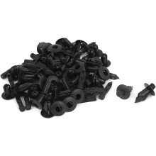50 Pcs Black Plastic Rivet Trim Fastener Clips 6.5mm