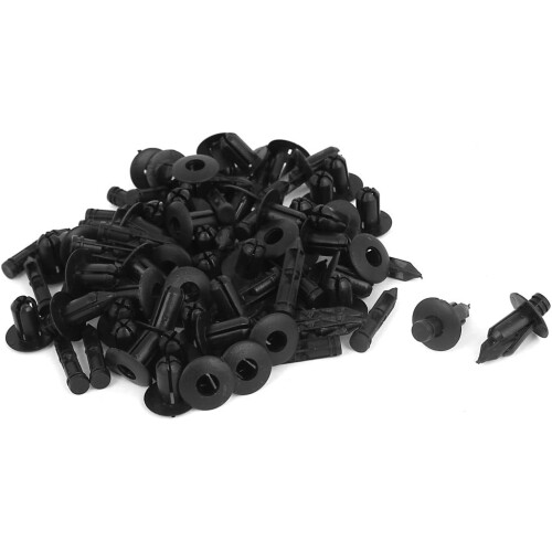50 Pcs Black Plastic Rivet Trim Fastener Clips 6.5mm