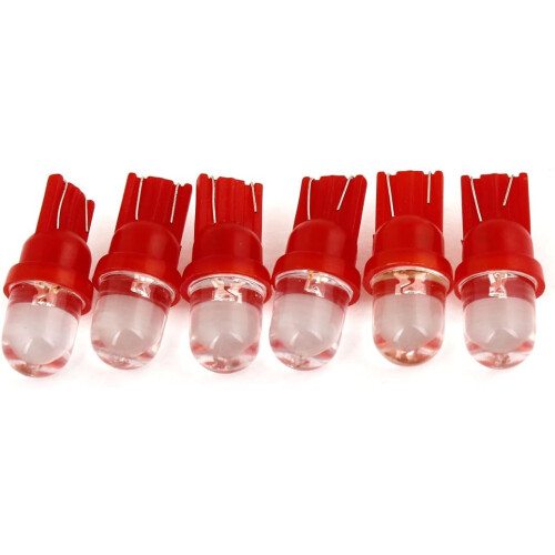 6 Pcs 12VDC T10 Red LED Car Auto Dashboard Dash Lights Lamp Bulbs