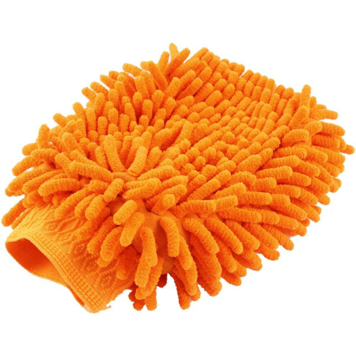 Dual Side Orange Microfiber Car Wash Mitt Glove