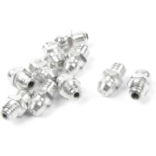 10 Pcs Silver Tone 6mm x 1mm Male Thread Straight Grease Nipple Zerk Nozzle