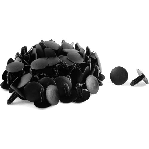 100 Pcs Black Plastic Rivet 8mm x 25mm x 22mm