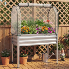 Raised Garden Bed with Legs and Greenhouse Cover, 44x22