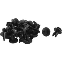 20 Pcs 15mm x 6mm Black Plastic Push-Type Clips