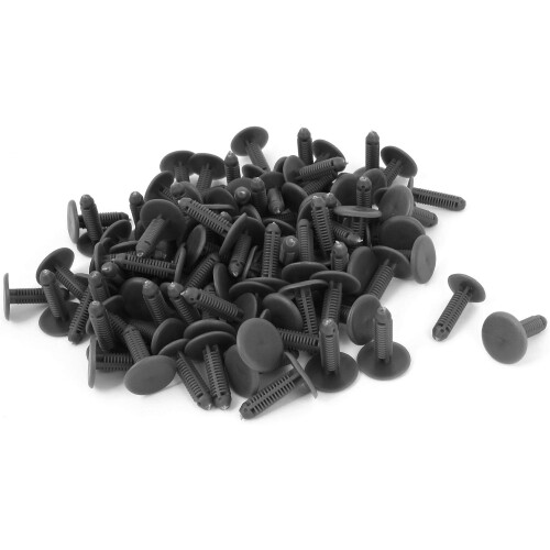 Car Plastic Push Fastener Rivets Clips 6mm x 6mm Hole 100 Pcs Gray