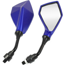 2 Pcs Wide Angle Blind Spot Rearview Mirror 11.5 x 6cm Blue Black for Motorcycle