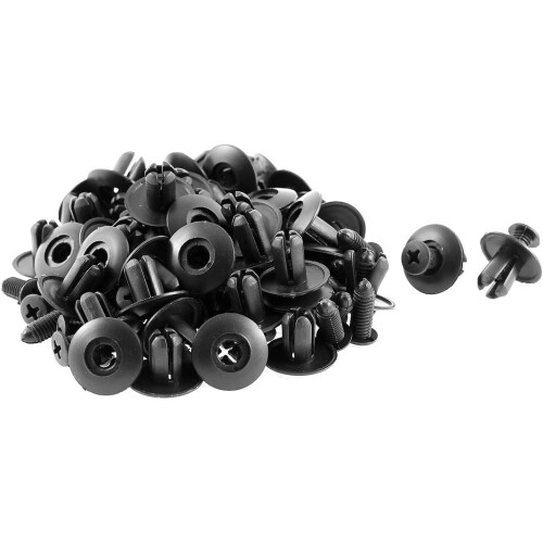 50 Pcs 20mm x 9mm Black Plastic Rivet Engine Lining Trim Clips