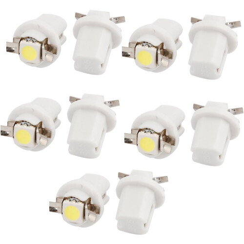 Car White B8.5D 5050 1 Surface Mount Device LED Dashboard Indicator Side Light 10 Pcs
