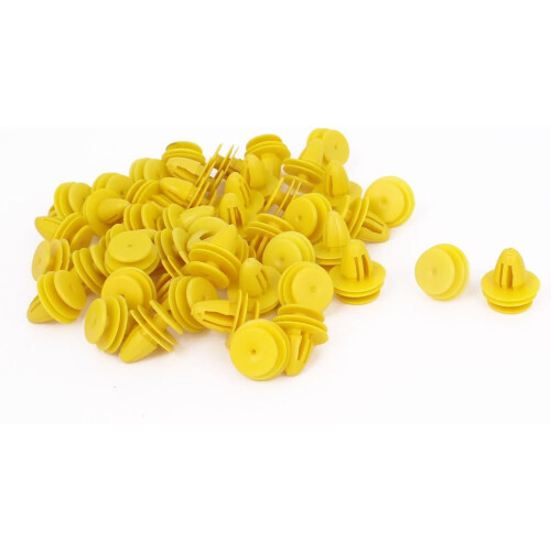 50Pcs Yellow Plastic Rivet Clips 8mm x 11mm x 16mm