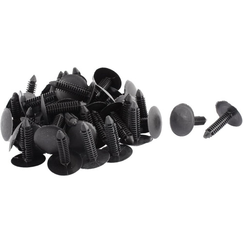 50 Pcs Black Plastic Rivet Buckle Ceiling Lining Trim Fastener Clips