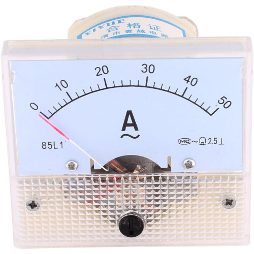 Class 2.5 Accuracy Rectangle Shaped Analog Ammeter AC 0-50A