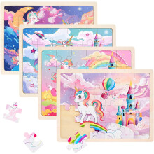 Wooden Puzzles for Girls, Set of 4 Pieces, Unicorn Pattern — wooden puzzles for girls, unicorn puzzles for kids