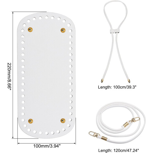 Leather Bag Backpack Making Set, 3Pcs Leather Purse Making Kit with Bag Bottom, Shoulder Strap, Drawstring for DIY Bag Making, White 1