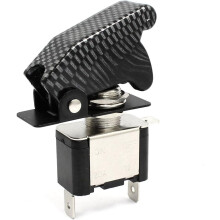DC 12V 20A Car Red LED Light Carbon Fiber Pattern Cover On/Off Toggle Switch