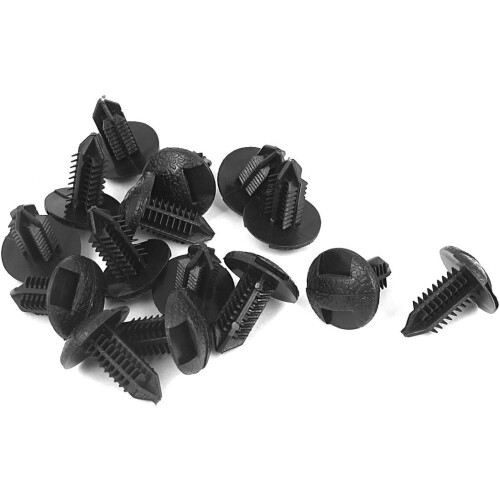 Plastic Rivets Buckle Fastener Clip Retainer 16mm Dia Head 15pcs Black