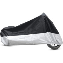 L 190T Rain Dust Motorcycle Cover Black+Silver Outdoor Waterproof 86" for Harley Davidson