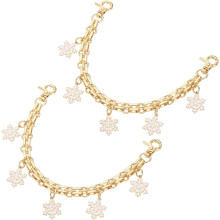 2Pcs 10" Purse Extender Chain Straps, Bag Accessories Charm for Women Handbags Handle Replacement Decoration with Snowflake Pendant, White