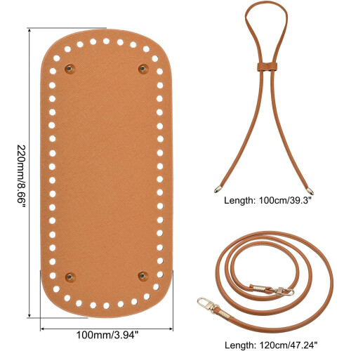 Leather Bag Backpack Making Set, 3Pcs Leather Purse Making Kit with Bag Bottom, Shoulder Strap, Drawstring for DIY Bag Making, Brown 1