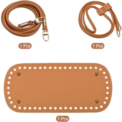 Leather Bag Backpack Making Set, 3Pcs Leather Purse Making Kit with Bag Bottom, Shoulder Strap, Drawstring for DIY Bag Making, Brown 2