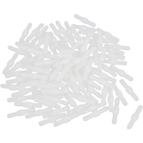 Car White 4mm Plastic Tube Pipe Hose Connector Universal 100 Pcs