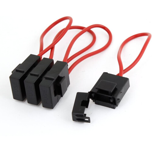 4 Pcs Inline Vane Fuse Holder Black Red DC 12V