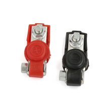 2pcs Red Cover Car Battery Terminal Clamp Clips Positive Negative DC 6V 12V