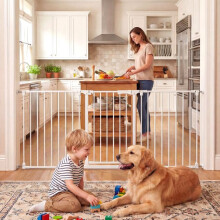 Baby Gate, 3-Panel Hardware-Mounted Metal, 74.5-198 cm