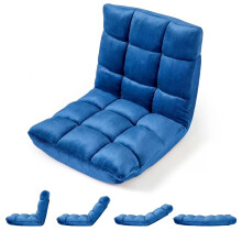 Folding Floor Chair, 14-Position Backrest, Blue