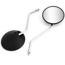 Pair Black Wide Angle Round Motorbike Rearview Mirror