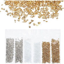 Crushed Glass High Luster Chips 1-3mm 30g Irregular Glass Metallic Crystal Chips for Resin Arts Craft DIY Vase Filler Jewelry Making Decoration, 3 Col