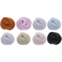 Needle Felting Wool, 2.82oz Natural Fibre Wool Roving Yarn Wool Felting Supplies for Needle Felting Yarn DIY Handcraft, 8 Colors, 10g/Pack