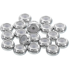 35pcs 7mmx1.5mm Insert Rubber Stopper Position Spacer Beads, Stainless Steel Adjustable Slider Beads for Jewelry Bracelet Making Silver