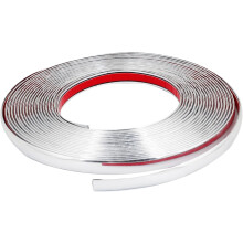 Car Decoration Silver Tone Soft Chrome Trim Strip 18mm x 12M