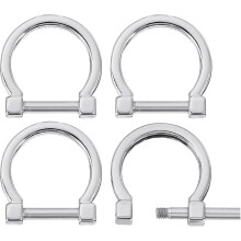 D-Rings with Screw Shackle, Zinc Alloy Horseshoe U Shape D Ring Buckles for Purse DIY Leather Craft Keychain,
