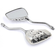 2pcs Street Bike Cruiser Scooter Skull Hand Rearview Mirrors 8mm