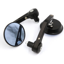 2 Pcs Adjustable Handlebar End Round Rear View Side Mirror for Motorcycle