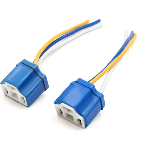 2 Pcs H4 Ceramic Headlight Extension Connector Lamp Bulb Socket