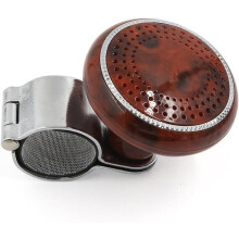 Wood Car Steering Wheel Knob Auxiliary Booster 60mm Dia Brown