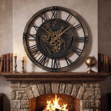 Wanduhr, 68,5 cm (27 Zoll), Weltkarte, geräuschloses Quarzwerk