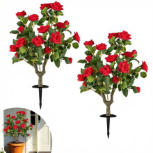 Set van 2 kunstmatige rozenbomen van 80 cm, rode zijden topiary