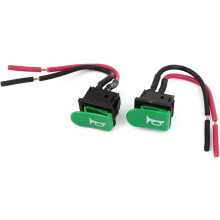 2 Pcs SPST Green Horn Button Momentary Wired Rocker Switch DC 12V