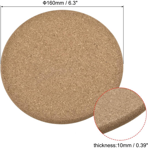 160mm(6.3") Round Coasters 10mm Thick Cork Cup Mat Pad Round Edge 1