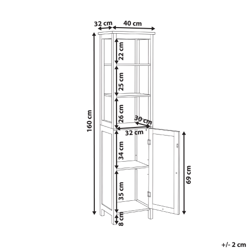 Beliani Bathroom Cabinet FUTALEUFU 40 cm White 2