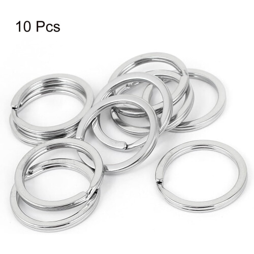 Metal Replacement Portable 2.5cm Dia Ring Keyring Key Chain 10pcs Silver Tone 1