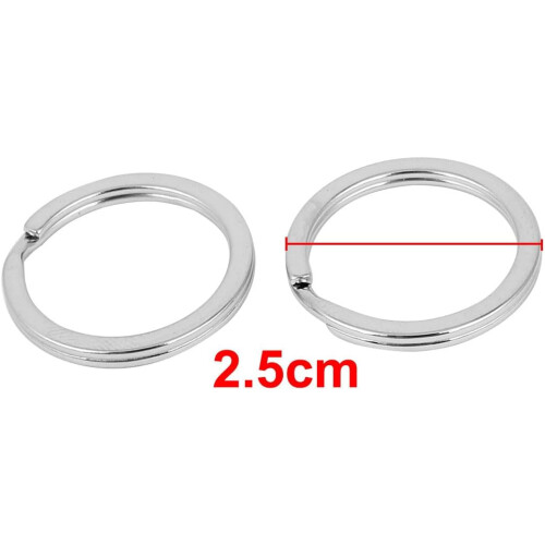 Metal Replacement Portable 2.5cm Dia Ring Keyring Key Chain 10pcs Silver Tone 2