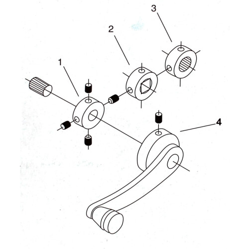 Silver Tone Aluminum Window Crank Winder Kit 1