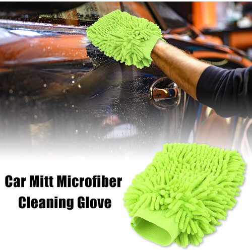 Car Mitt Microfiber Wash Glove Fluorescent Green 1