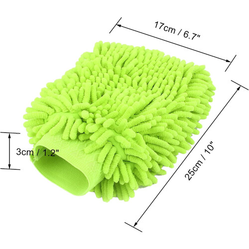 Car Mitt Microfiber Wash Glove Fluorescent Green 2