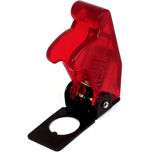 Plastic 12mm Toggle Switch Waterproof Spring Loaded Safety Cover Red 1